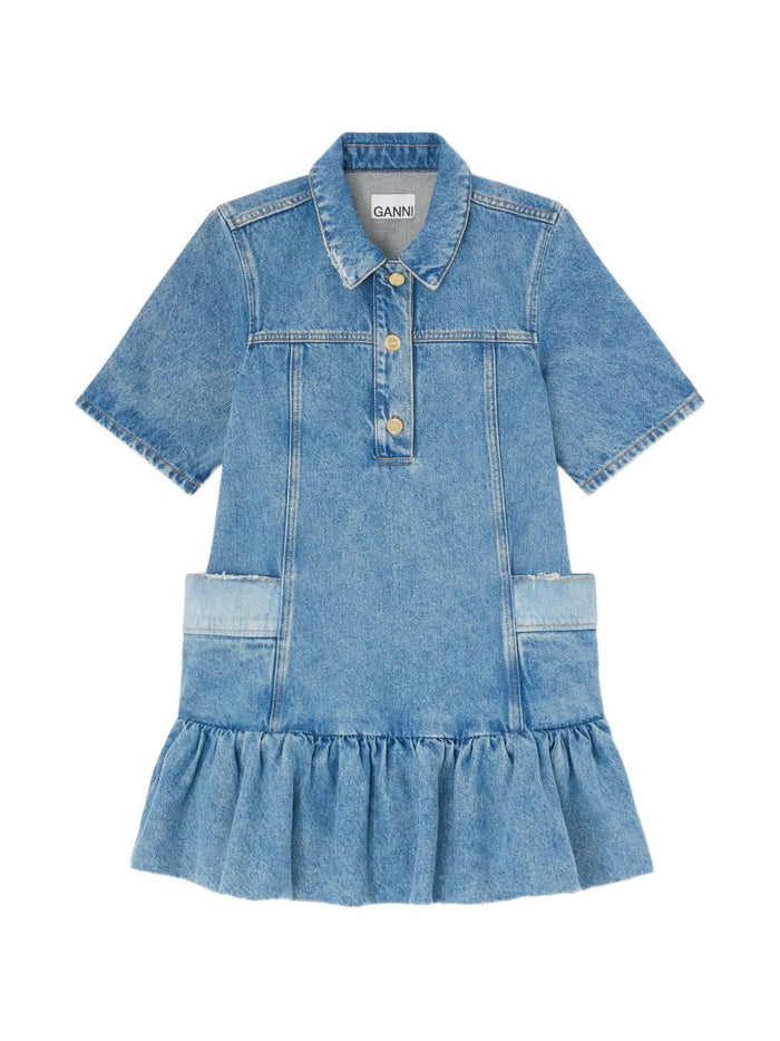 Ganni Dresses Blue Recycled Cotton