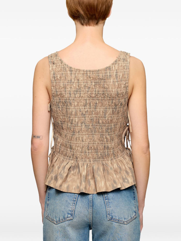 Ganni Top Beige Elastane