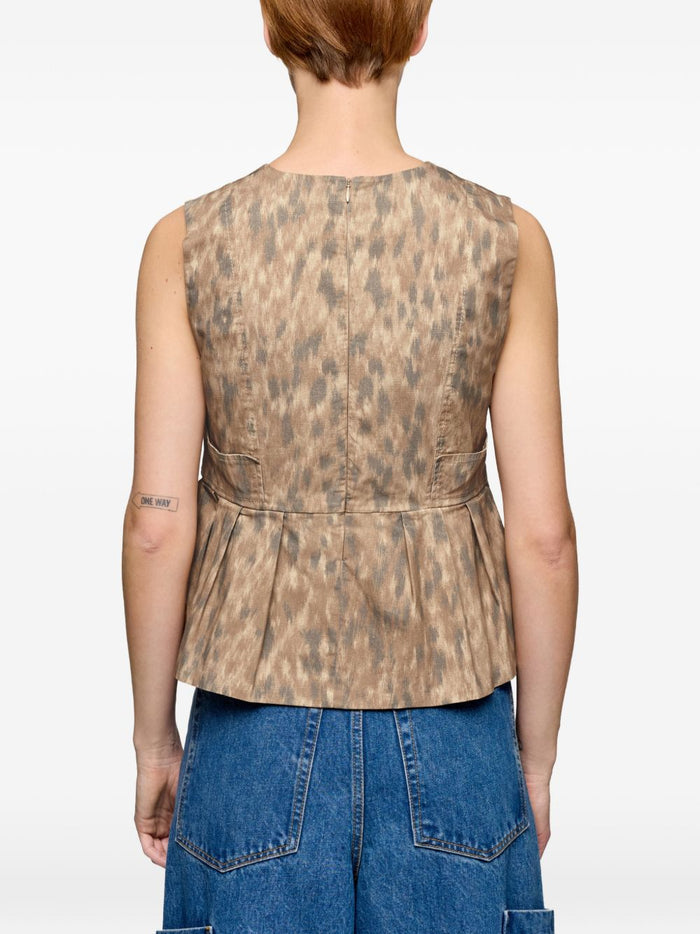 Ganni Top Beige Elastane