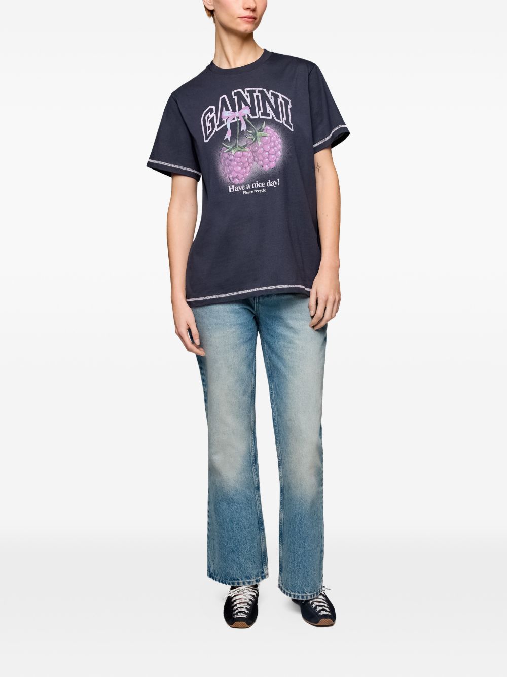 GANNI T-shirts and Polos Black Organic Cotton