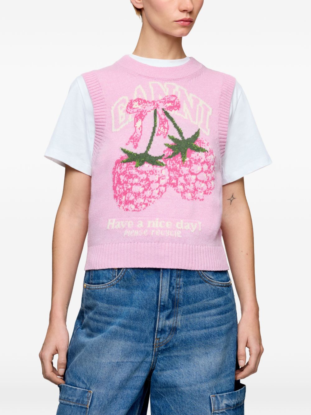 Ganni Sweaters Pink Wool