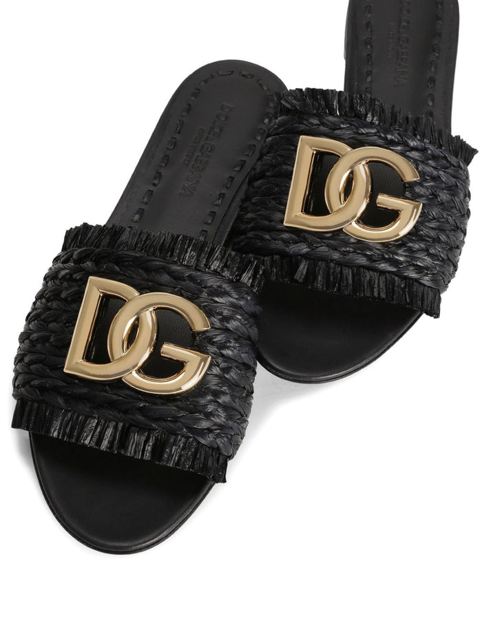 Dolce & Gabbana Sandals Black Calf Laether