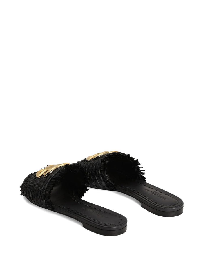 Dolce & Gabbana Sandals Black Calf Laether