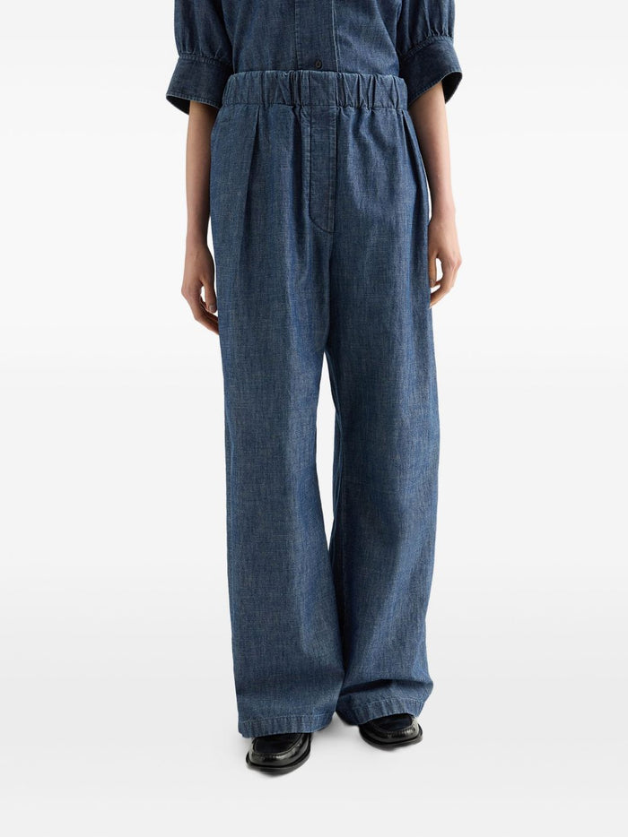 Jil Sander Trousers Blue Cotton