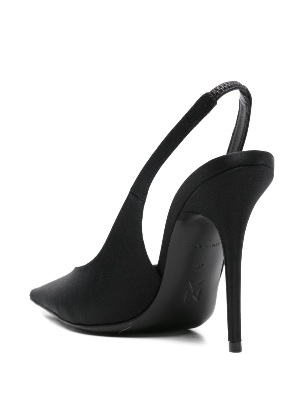 Amina Muaddi With Heel Black Satin