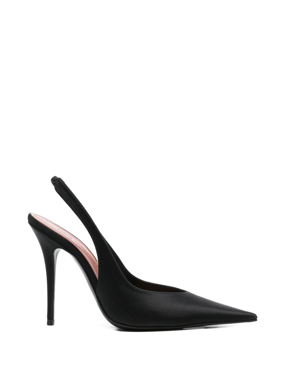 Amina Muaddi With Heel Black Satin