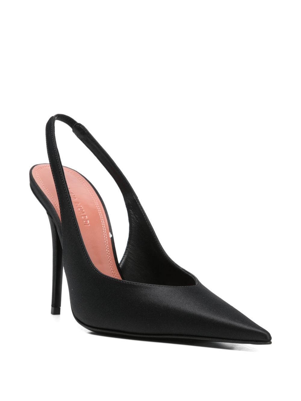 Amina Muaddi With Heel Black Satin