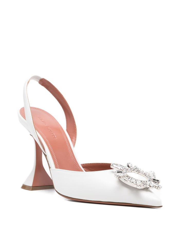Amina Muaddi With Heel White Lamb Leather