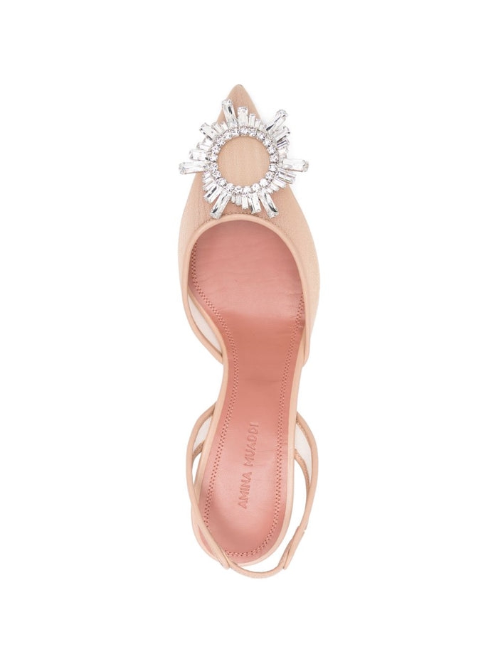 Amina Muaddi With Heel Beige Polyamide