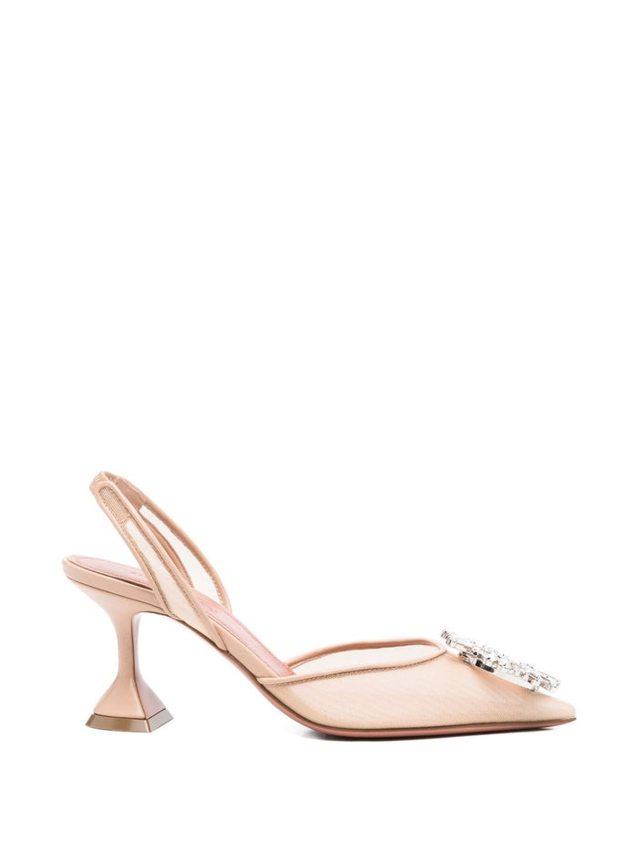 Amina Muaddi With Heel Beige Polyamide