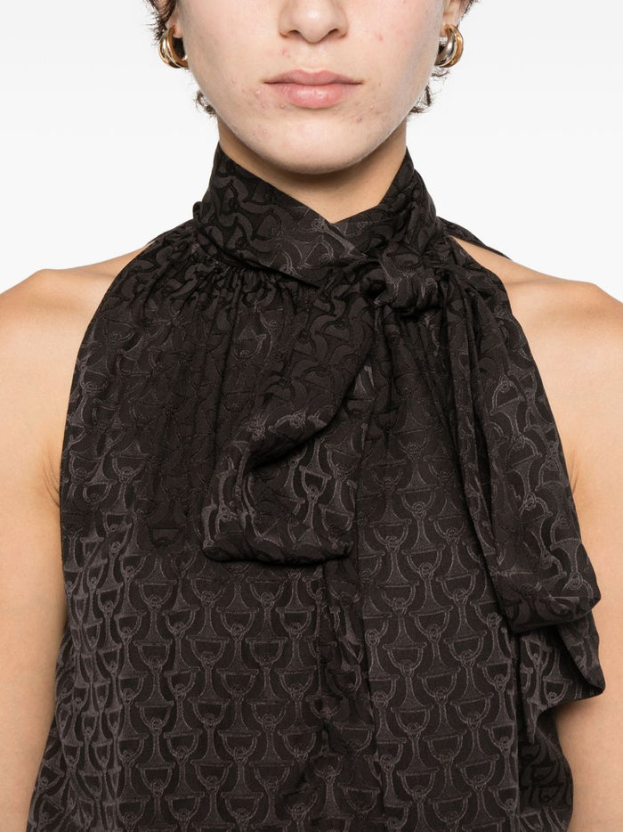 Gucci Top Brown Silk