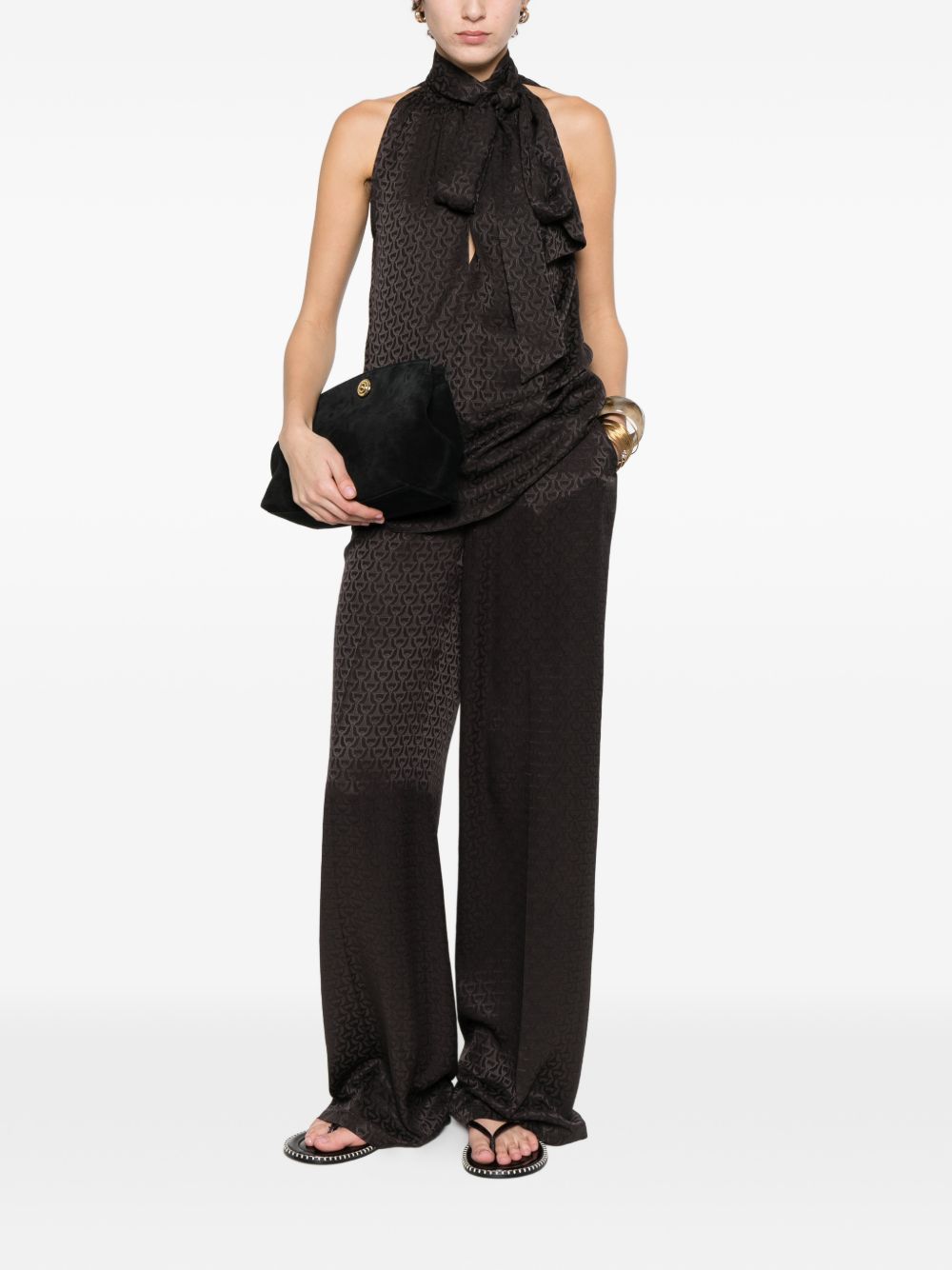 Gucci Trousers Brown Silk