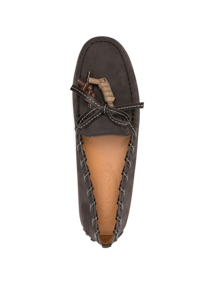 Tods Flat shoes Marrone Scuro Calf Leather Suede