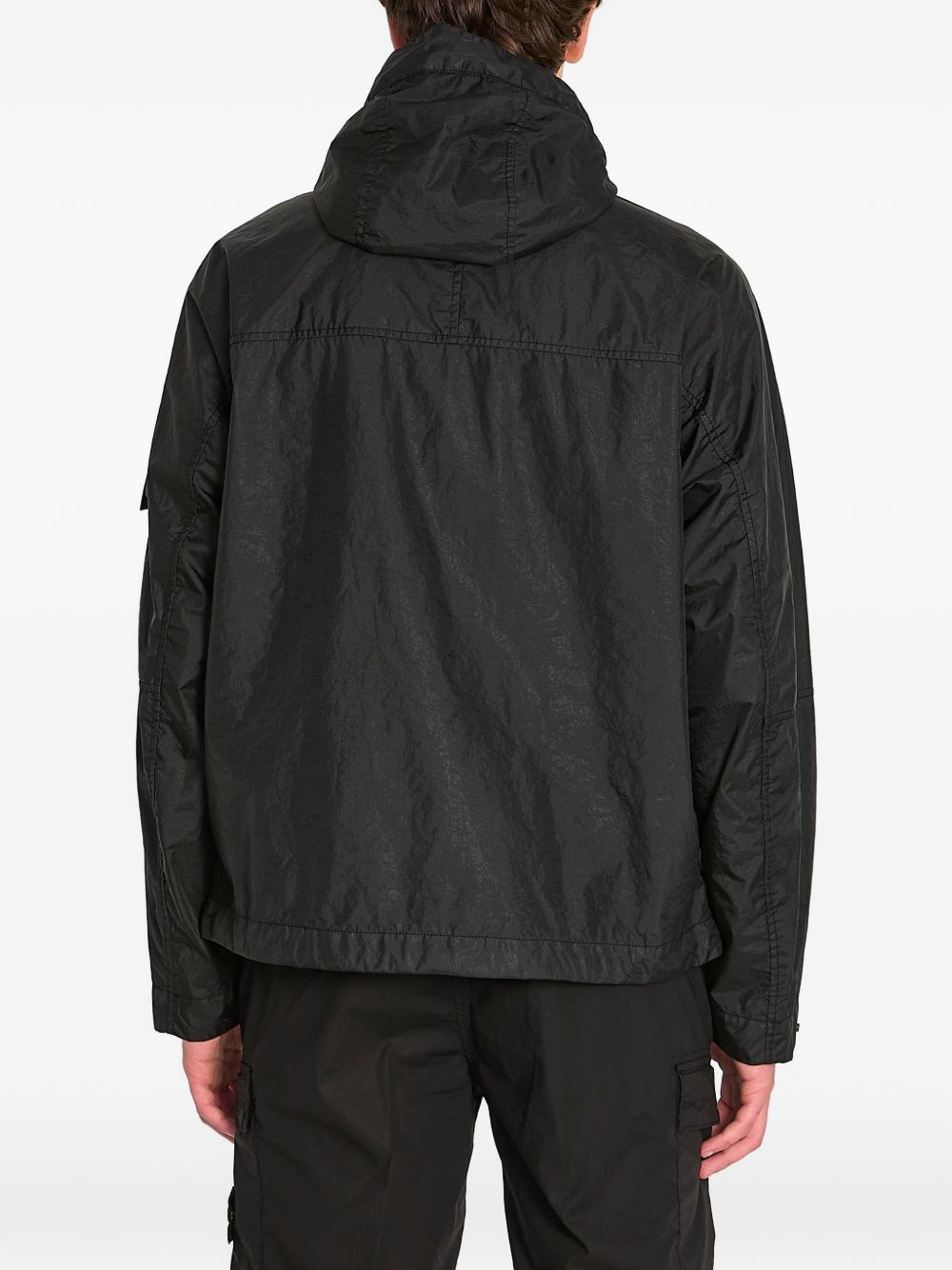 Stone Island Coats Black Resina Poliuretanica