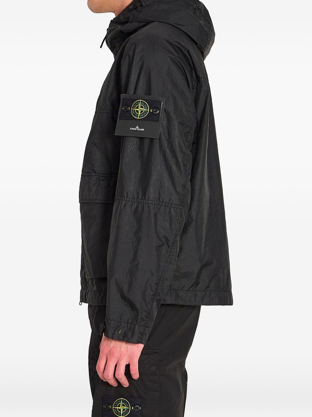 Stone Island Coats Black Resina Poliuretanica