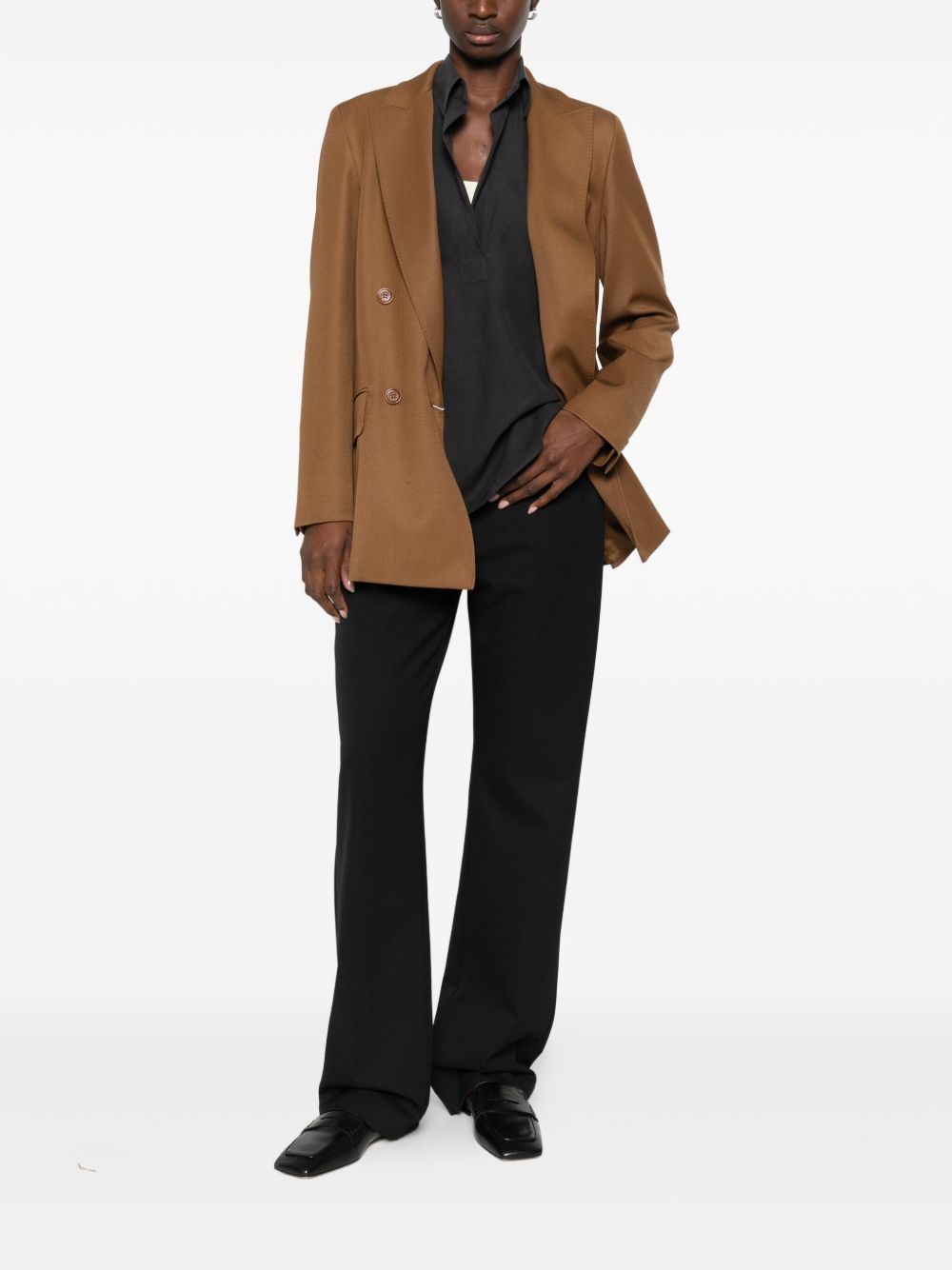 Max Mara Jackets Leather Brown Wool