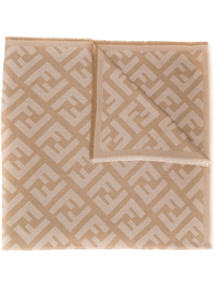 Fendi Scarfs Beige Wool 85 % Silk