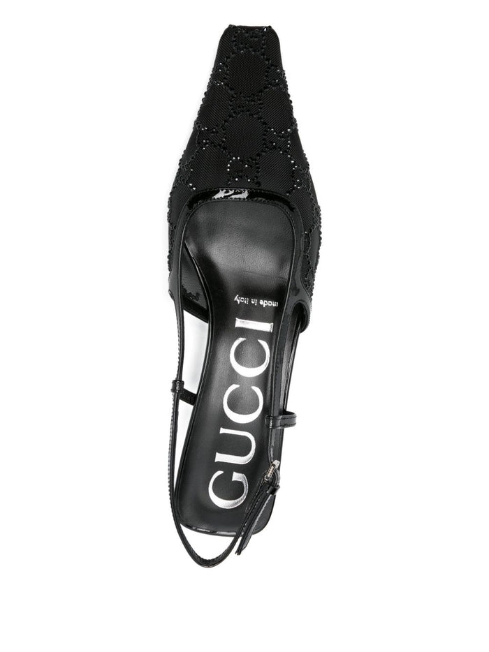 Gucci With Heel Black Mesh Leather