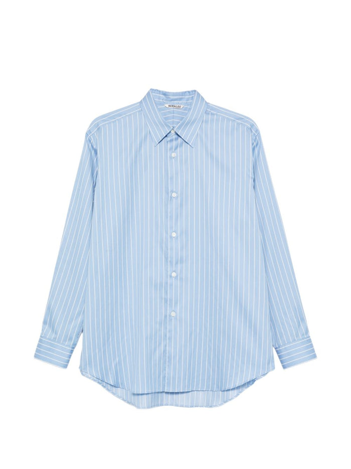 AURALEE Shirts Clear Blue Cotton Silk