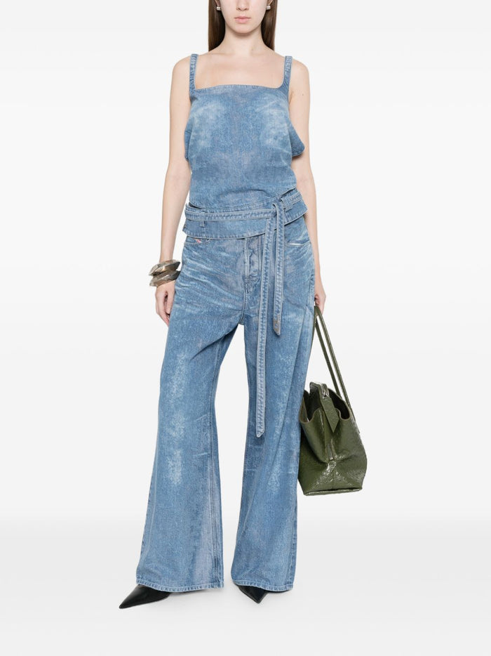 Diesel Top Clear Blue Cotton Polyester