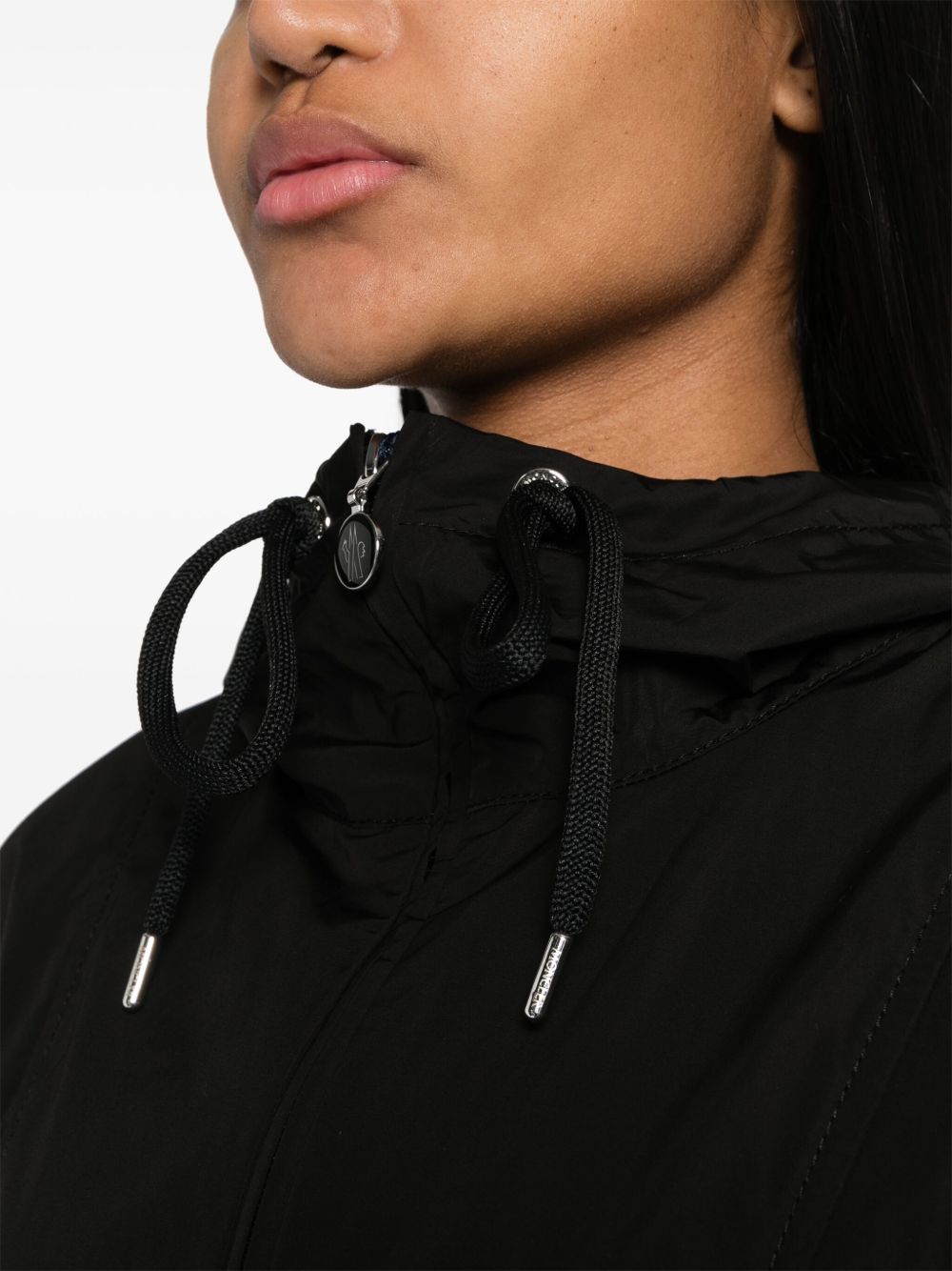 Moncler Coats Black Ppolyester Cotton