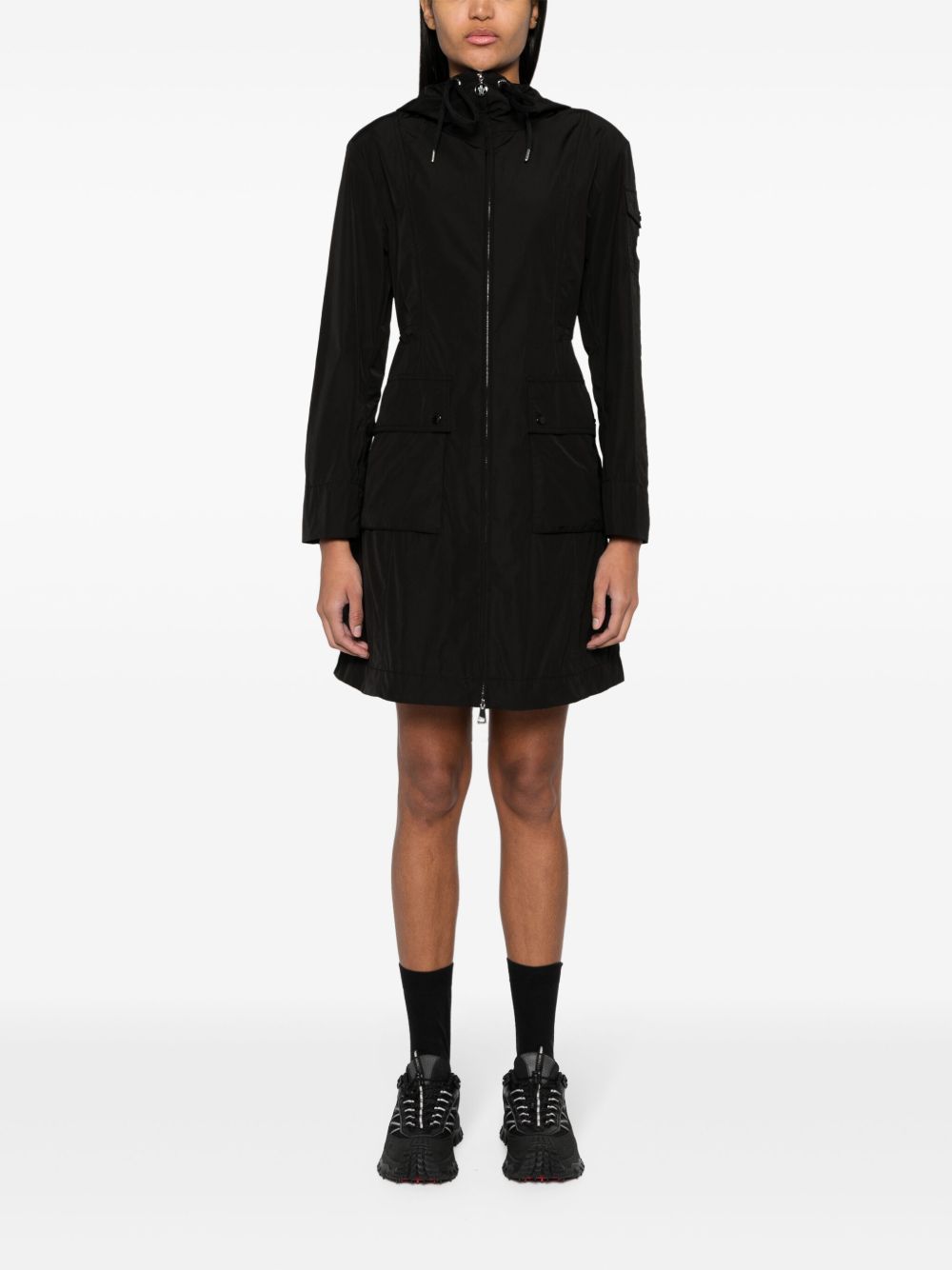 Moncler Coats Black Ppolyester Cotton