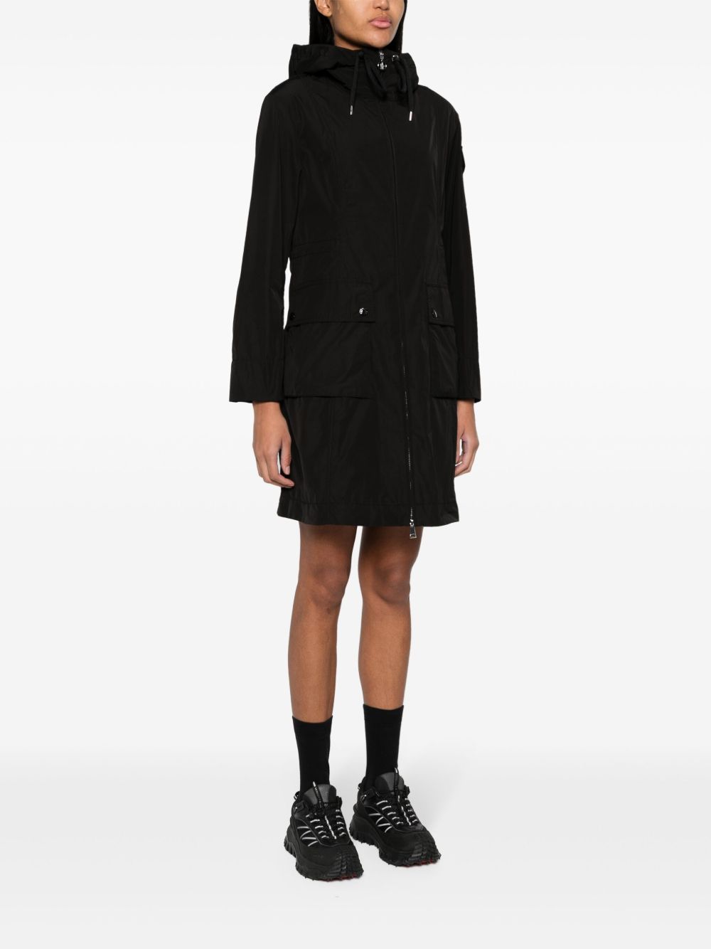 Moncler Coats Black Ppolyester Cotton