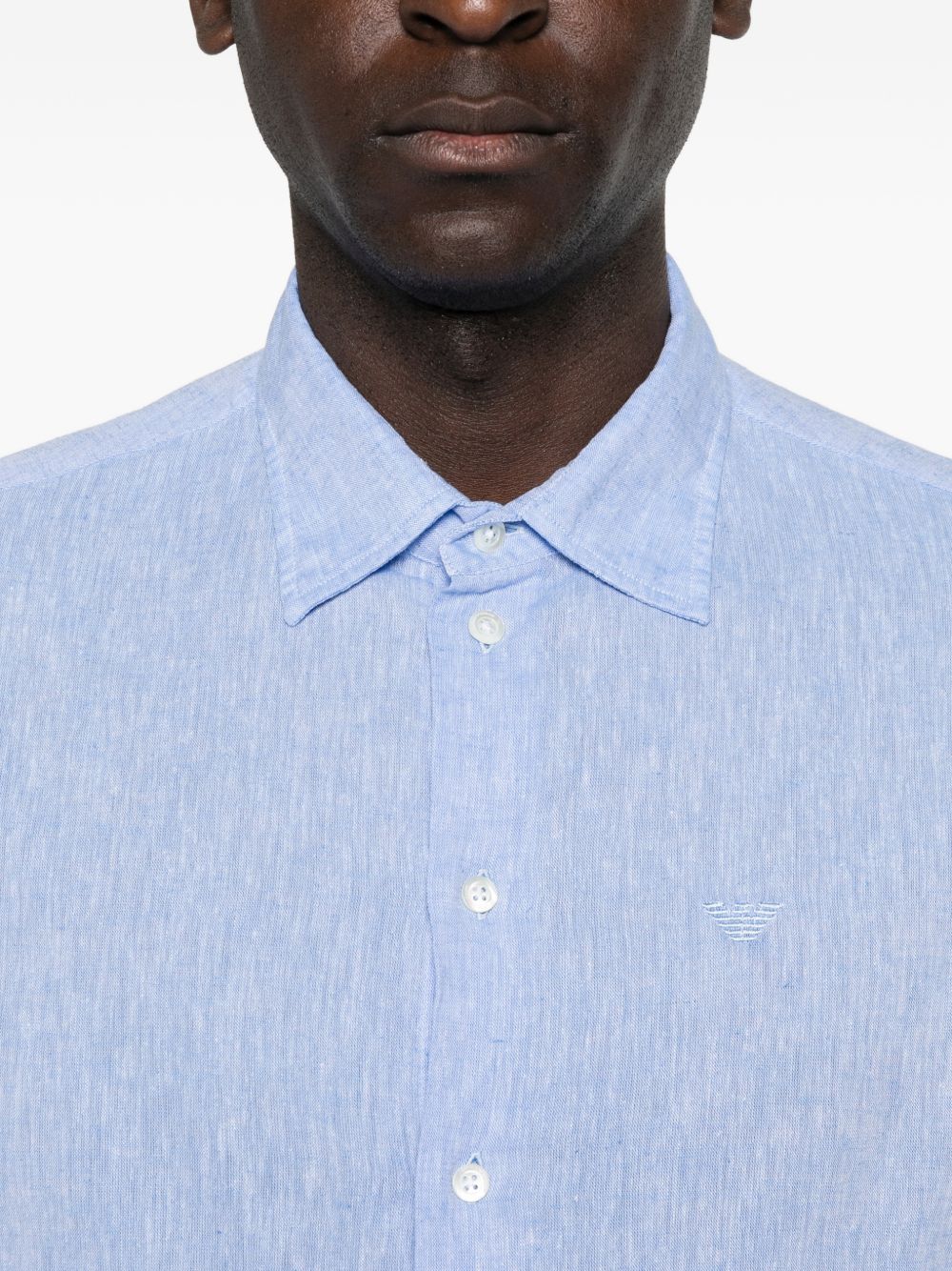Emporio Armani Shirts Clear Blue Linen
