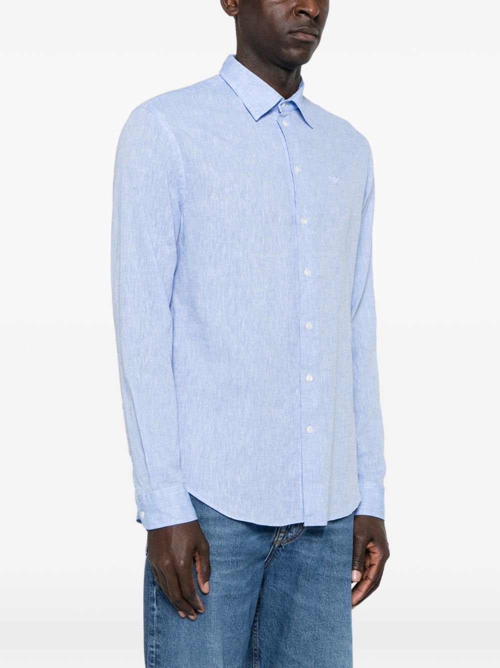 Emporio Armani Shirts Clear Blue Linen