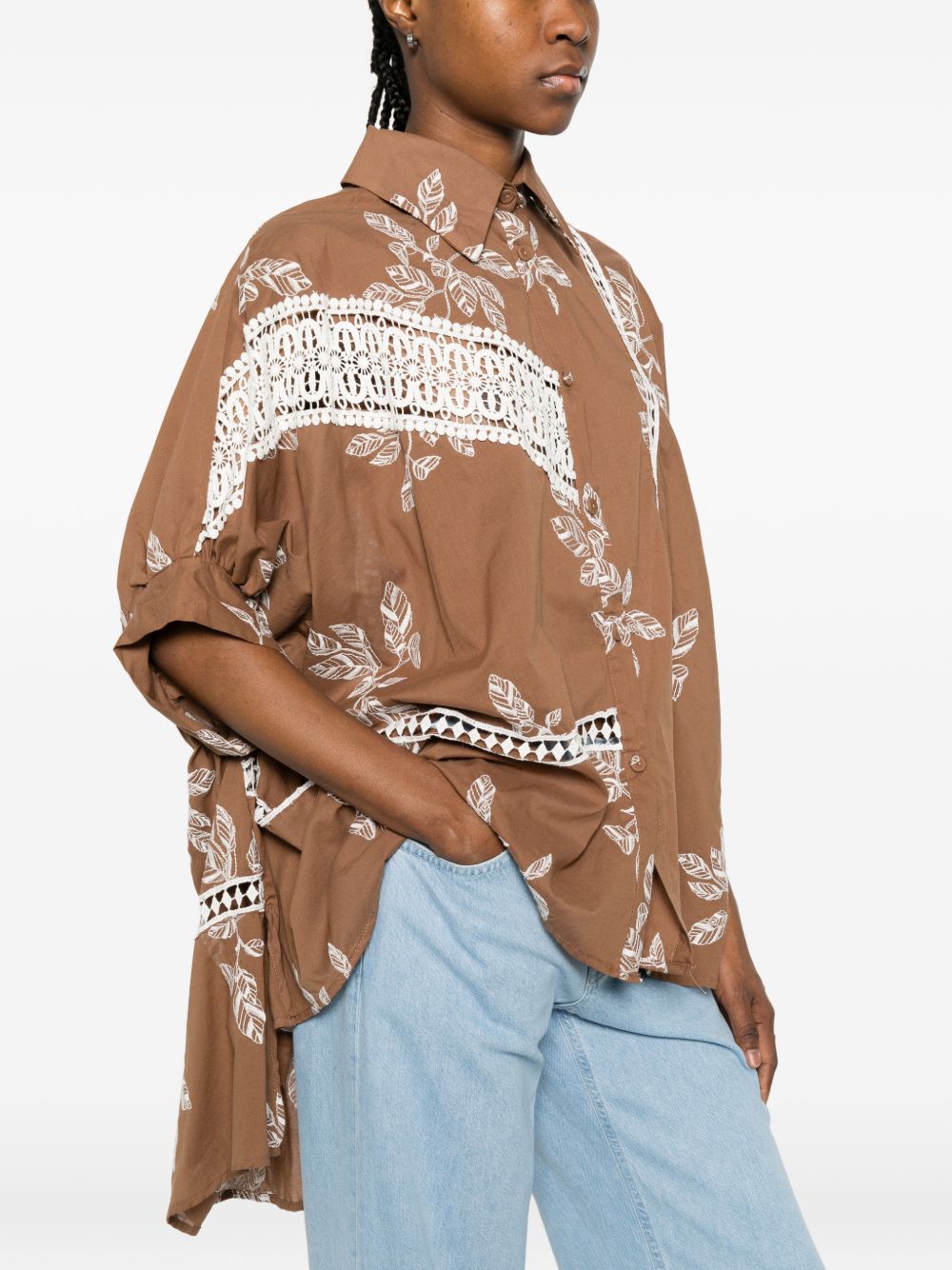 BYE Shirts Brown Cotton