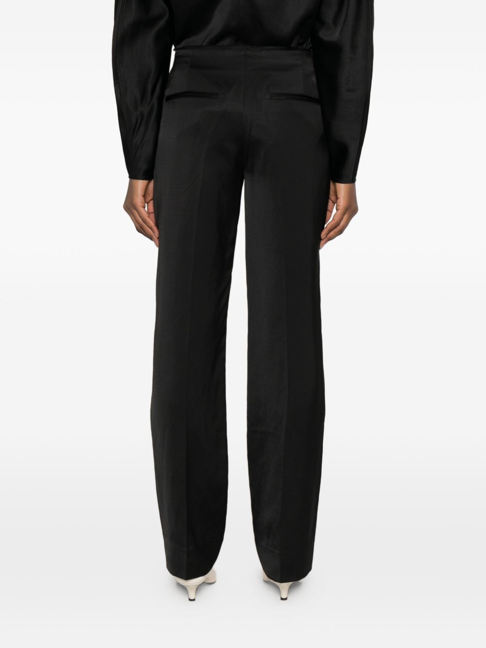TOTEME MAIN Trousers Black Viscose Linen/flax
