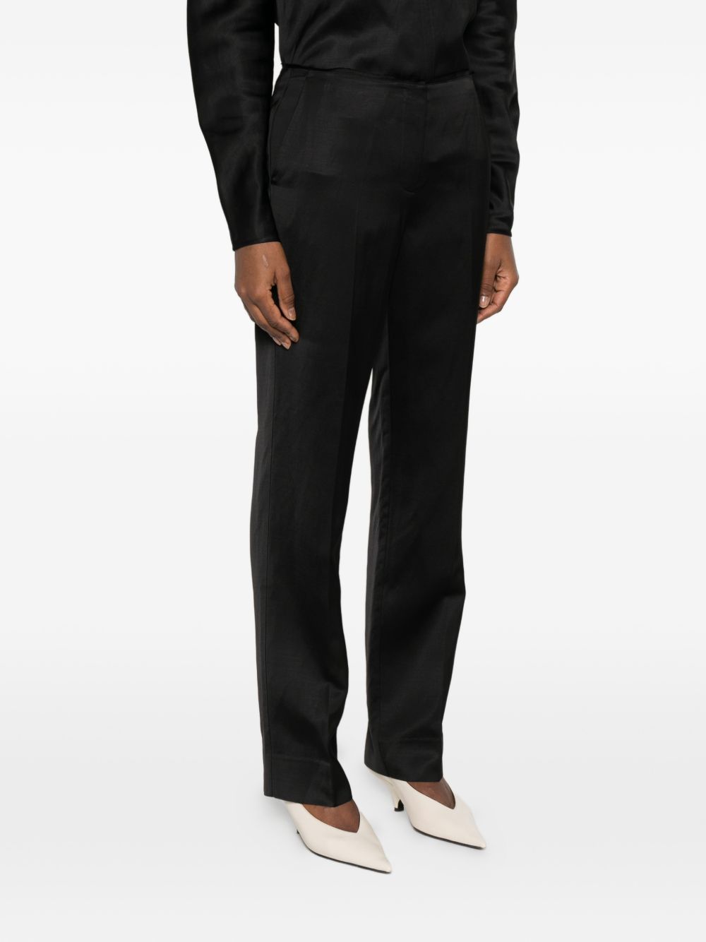TOTEME MAIN Trousers Black Viscose Linen/flax