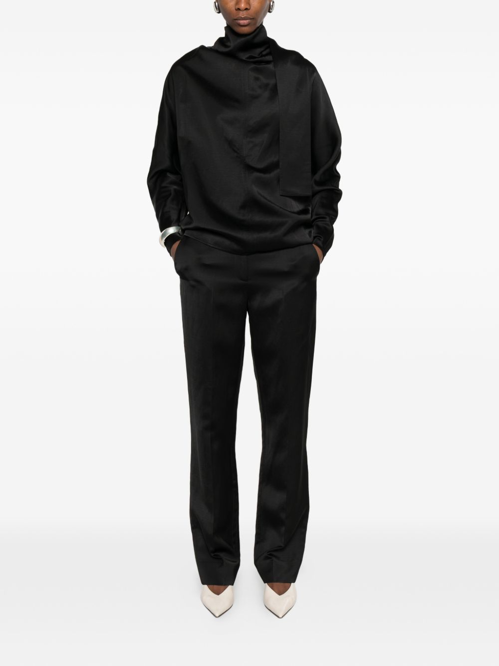TOTEME MAIN Trousers Black Viscose Linen/flax