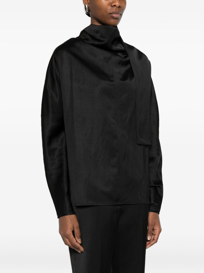 TOTEME MAIN Shirts Black Viscose Linen/flax