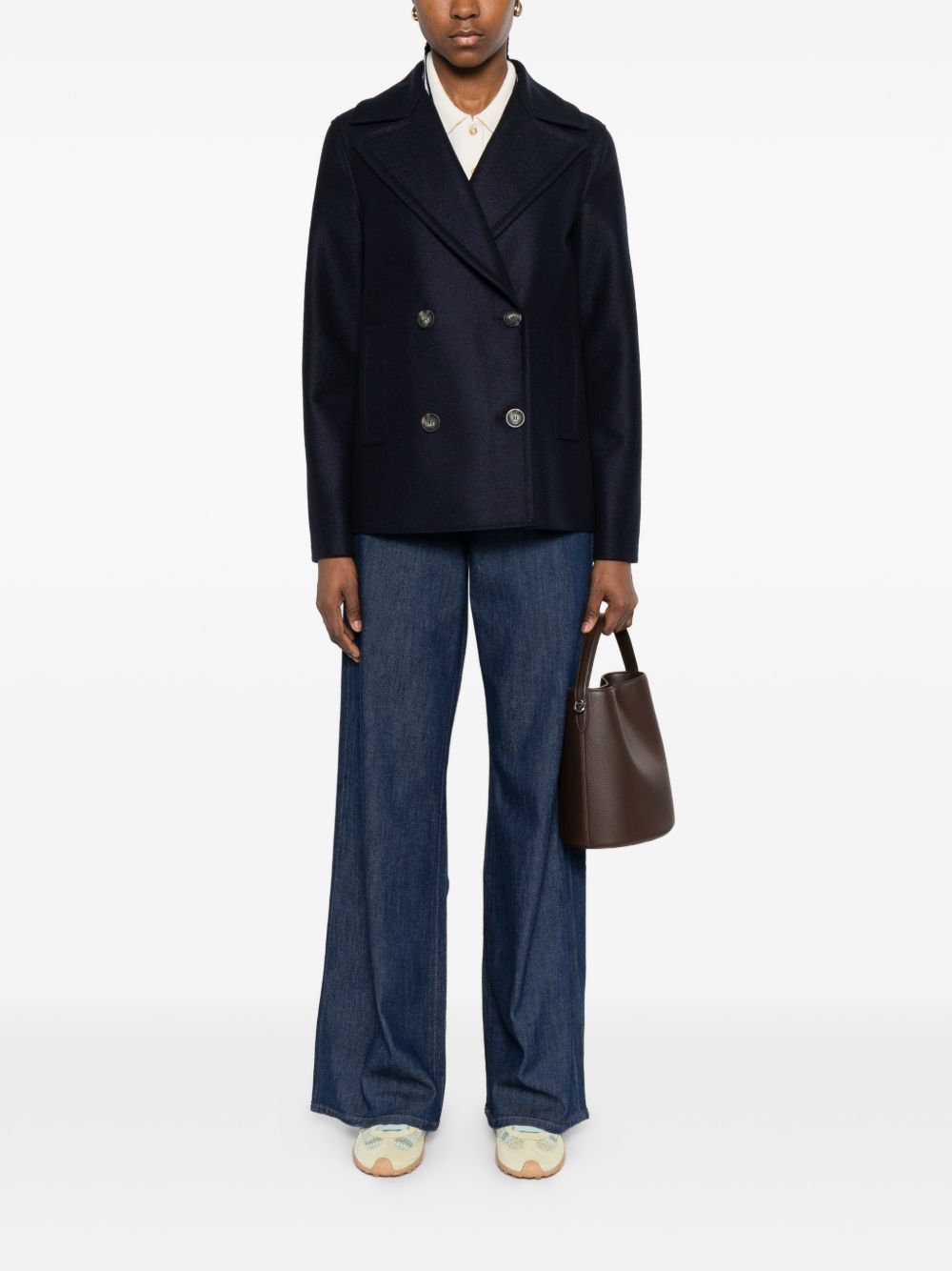 Harris Wharf London Coats Blue Virgin Wool