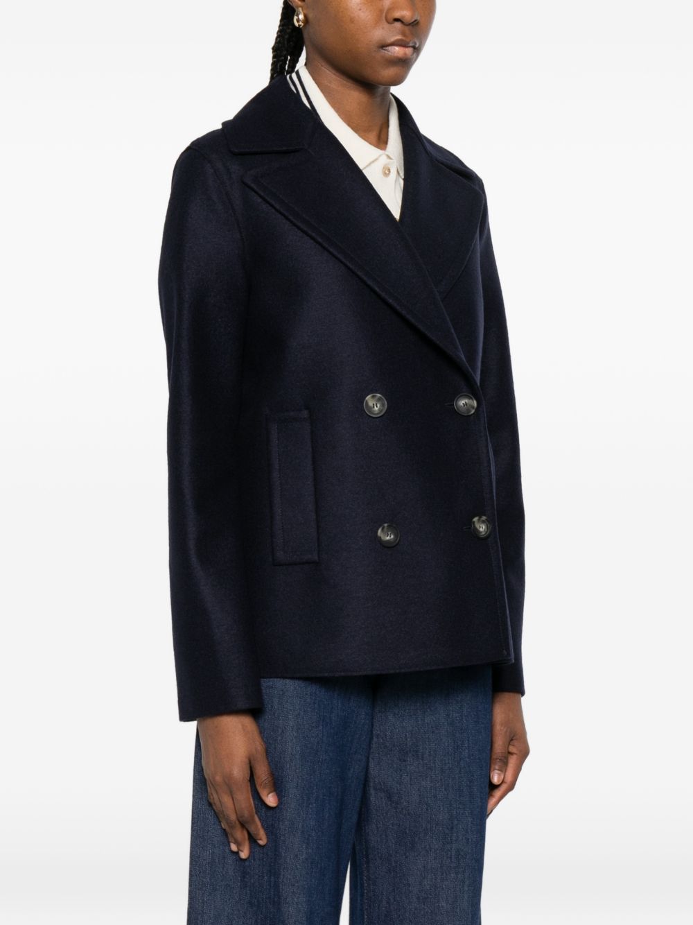 Harris Wharf London Coats Blue Virgin Wool