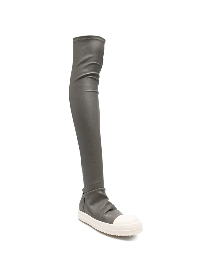 Rick Owens Boots Grey Calf Leather 100 %