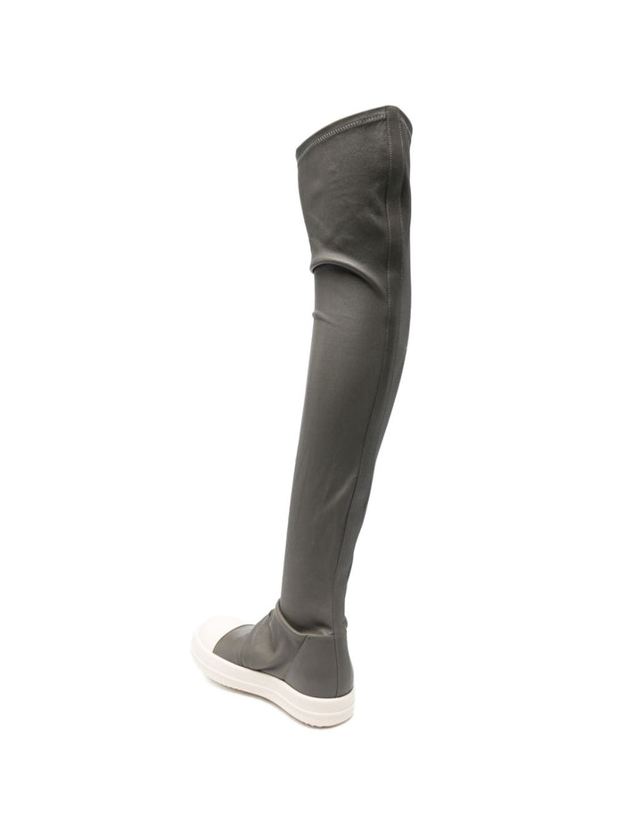 Rick Owens Boots Grey Calf Leather 100 %