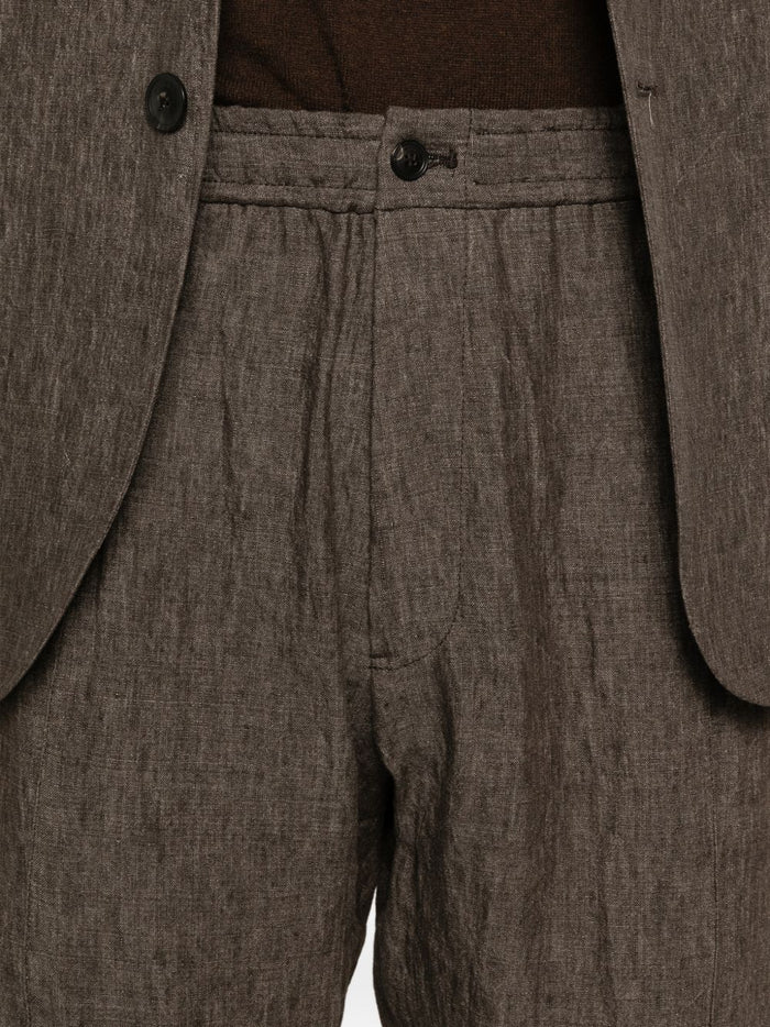 Emporio Armani Trousers Brown Linen