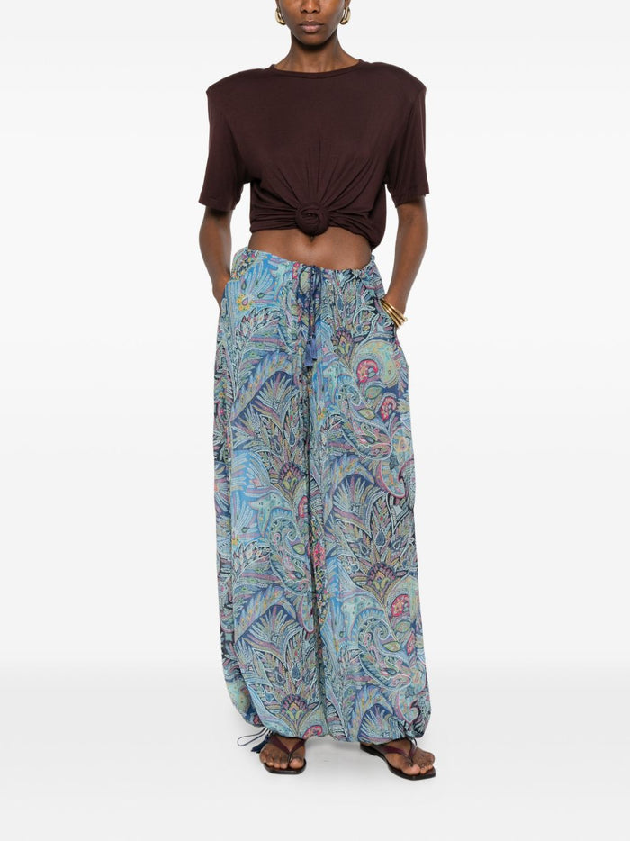 Etro Trousers Clear Blue Viscose
