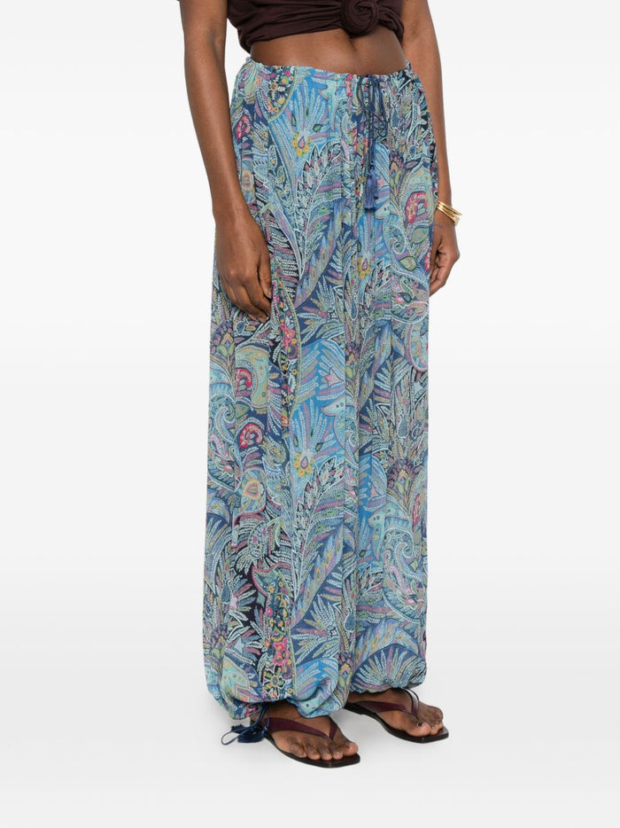 Etro Trousers Clear Blue Viscose