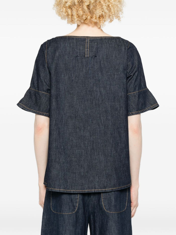 SUSANNE BOMMER Top Blue Cotton