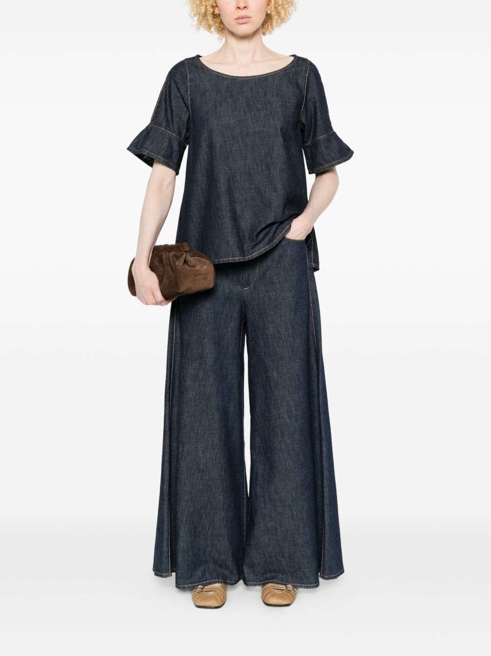 SUSANNE BOMMER Top Blue Cotton