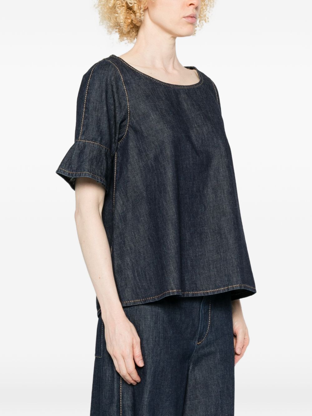 SUSANNE BOMMER Top Blue Cotton