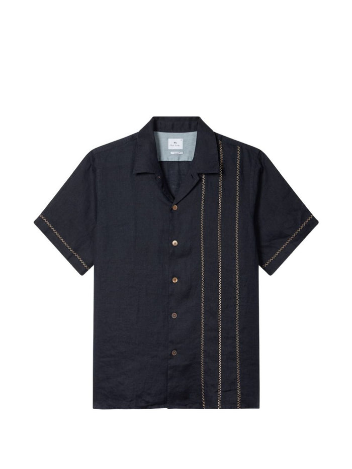 Paul Smith Shirts Blue Linen/flax