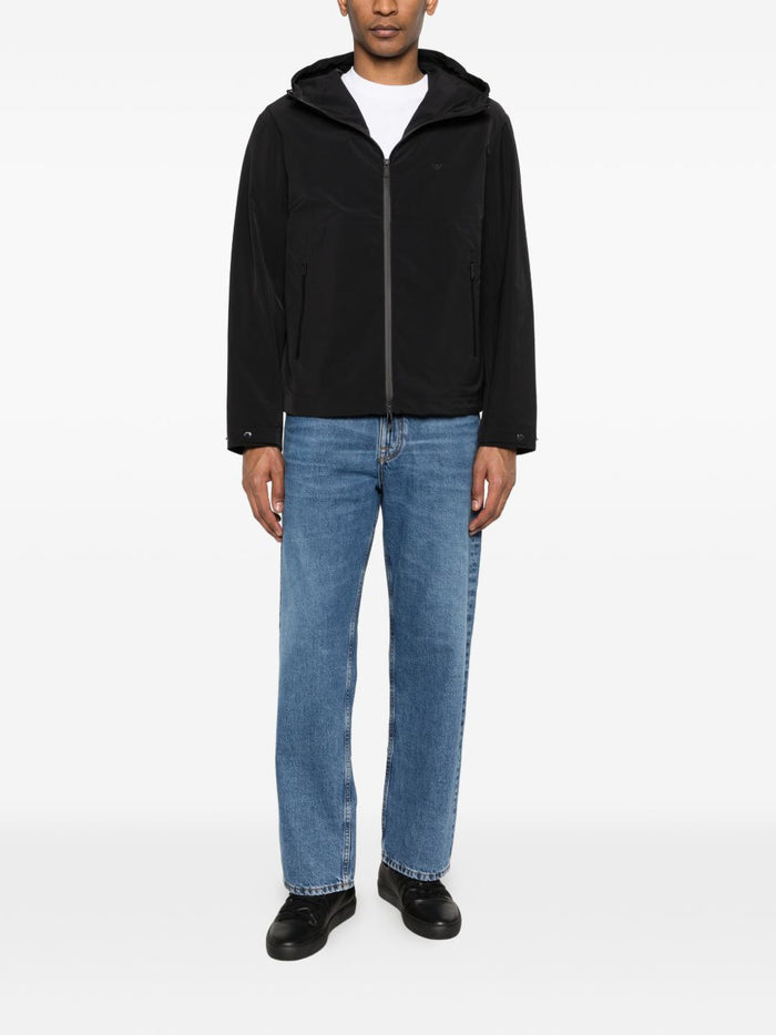 Emporio Armani Coats Black Elastomultiester