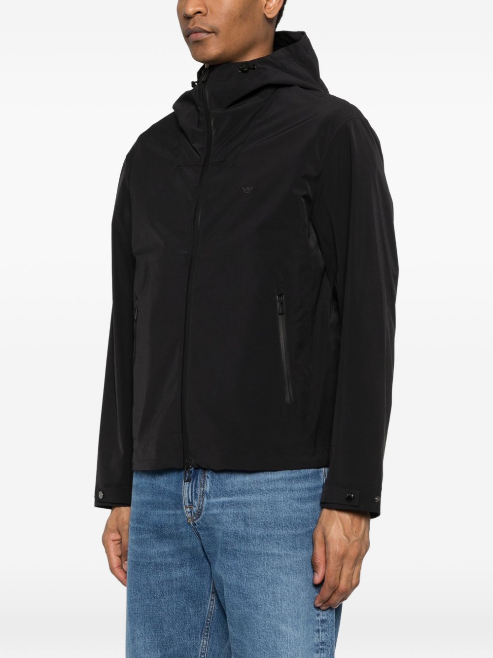 Emporio Armani Coats Black Elastomultiester