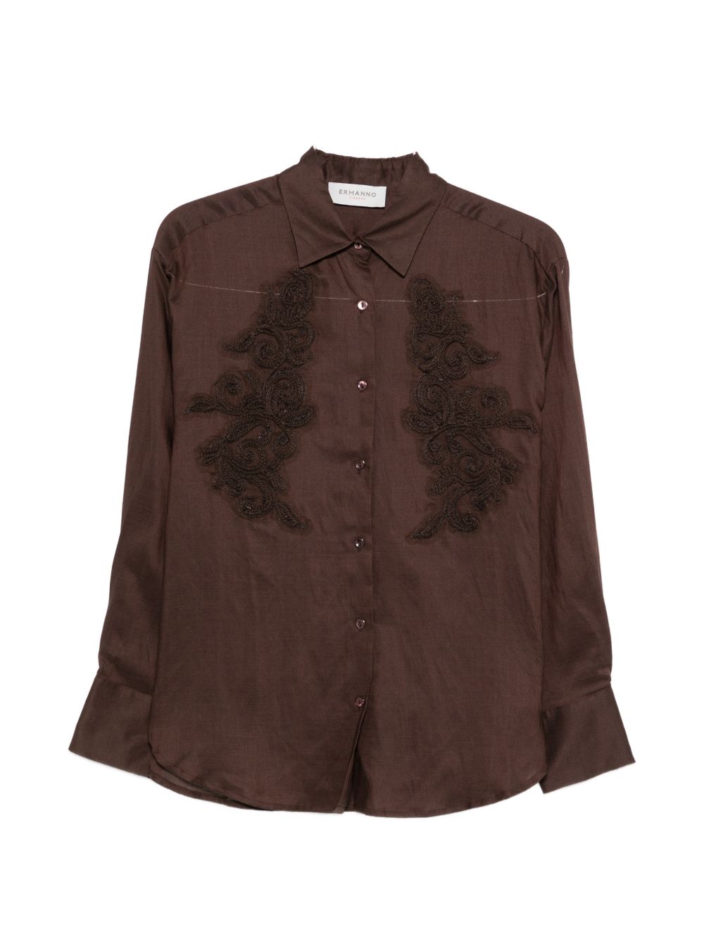 ERMANNO FIRENZE Shirts Brown Linen/flax