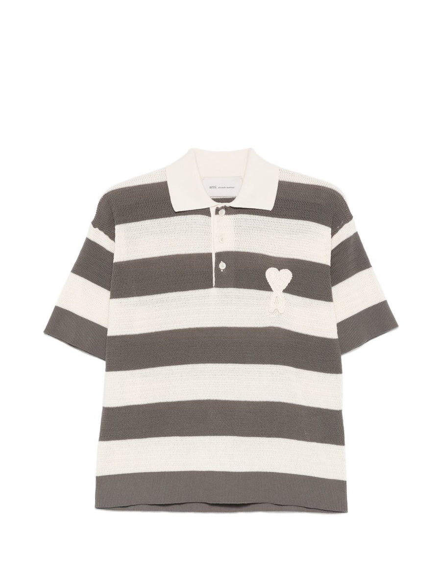 Ami Paris Ami De Coeur striped polo shirt