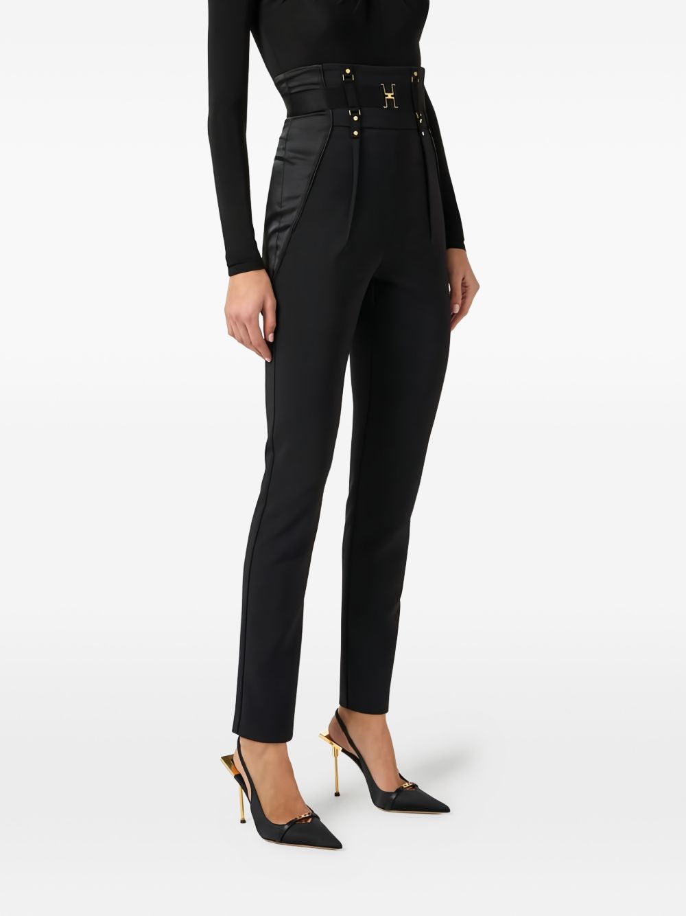 Elisabetta Franchi Trousers Black Polyester Elastane